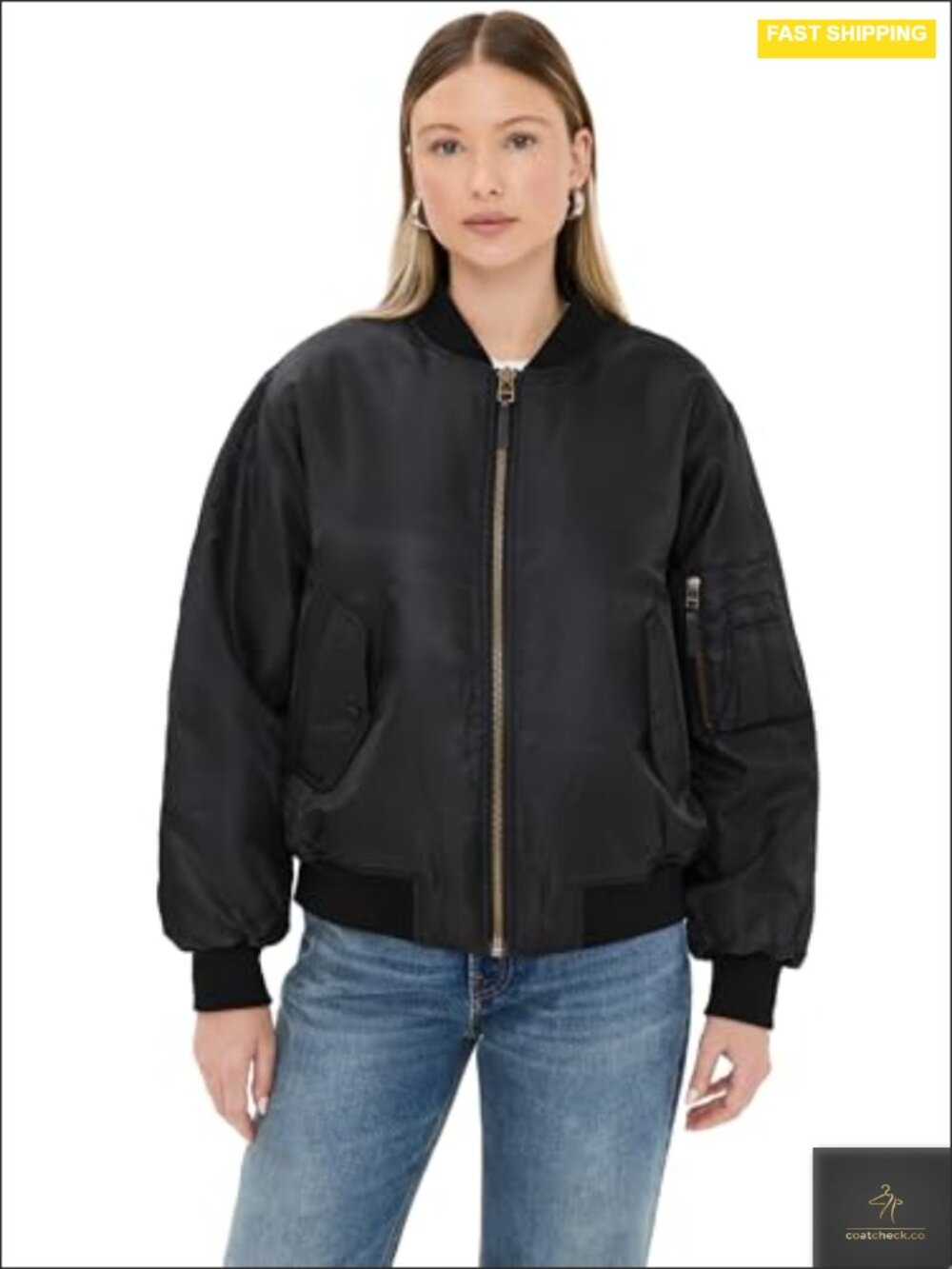 Women's Bomber Jacket Mid-Weight Technical Weave Zip Placket